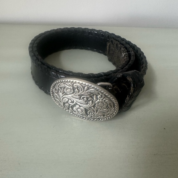 Vintage western Ralph Lauren look silver belt buckle leather belt - Picture 1 of 10